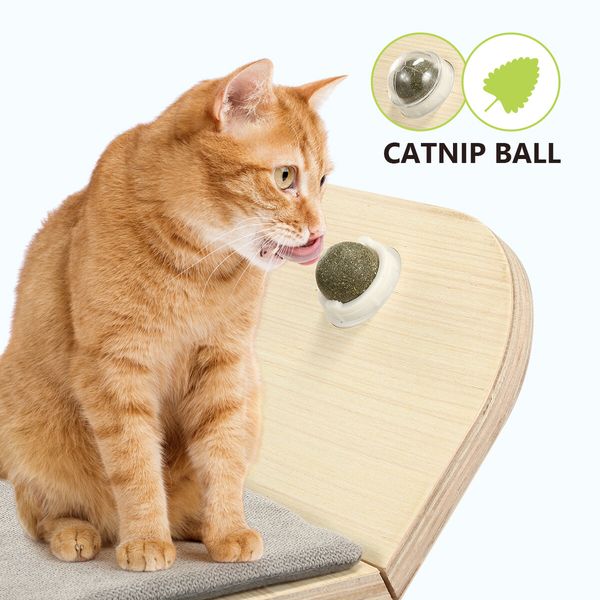 AFP Wood Cat Wall Mounted Bed Climbing Shelf Scratcher Soft Mat Pad Climber Catnip Ball Pet Furniture