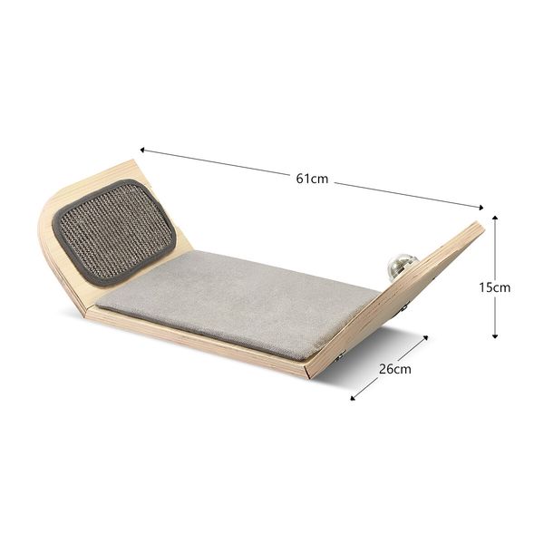 AFP Wood Cat Wall Mounted Bed Climbing Shelf Scratcher Soft Mat Pad Climber Catnip Ball Pet Furniture