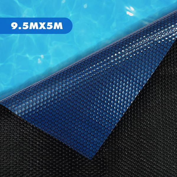 Pool Safety Cover Swimming Blanket Solar Bubble Mat Inground Above Ground 500 Micron 9.5mx5m Blue Black