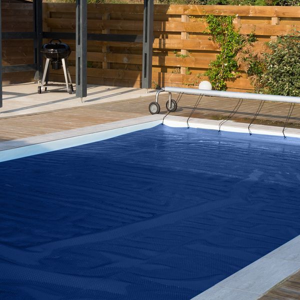 Solar Pool Cover Blanket Swimming Safety Bubble Mat Inground Above Ground 500 Micron 7mx4m Blue Black