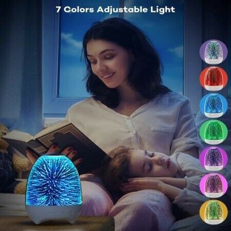 3D Glass Touch Control Bedside Table Lamp 7-Color LED ?Portable Wireless Speakers, Rechargeable Table Lamp