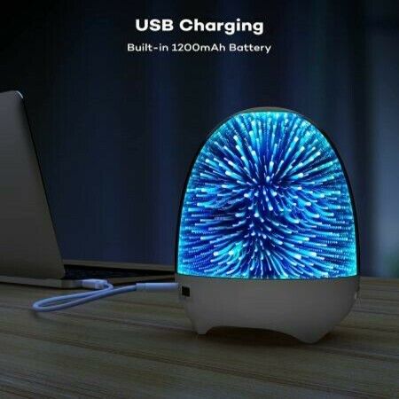 3D Glass Touch Control Bedside Table Lamp 7-Color LED ?Portable Wireless Speakers, Rechargeable Table Lamp