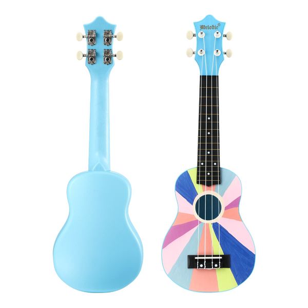 Melodic 21 inch Soprano Ukulele Instrument for Kids Adults Beginners Professionals Blue