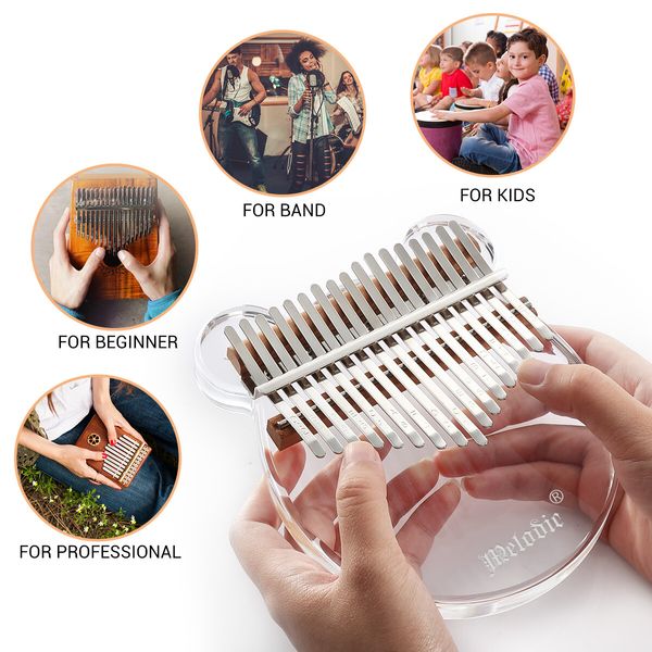 17 Key Kalimba Thumb Piano Finger Mbira Kids Adults Instrument Bear Shaped Transparent 