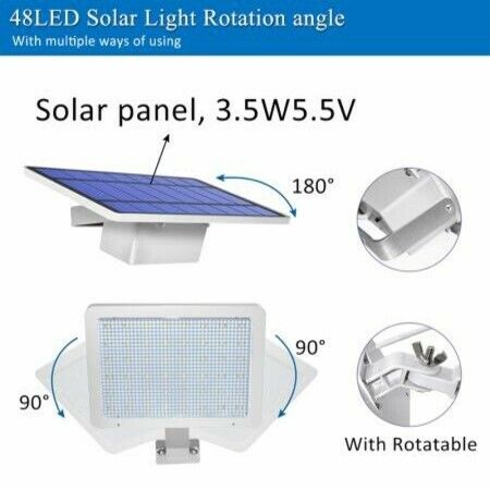 800lm 48 LED Solar Lamp Solar Light for Outdoor Garden Patio Wall Security LED Lighting with Adjustable Illumination Angle