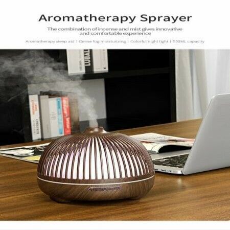 iffusers for Essential Oils, 500ml Wood Grain Essential Oil Diffuser Ultrasonice Aromatherapy Diffusers Aroma Cool Mist Humidifier with Timer Waterless Auto Off, Large, Dark