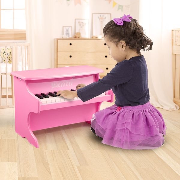 Melodic 25 Keys Mini Electric Keyboard Piano Toy for Children Hand-Eye Coordination Pink 