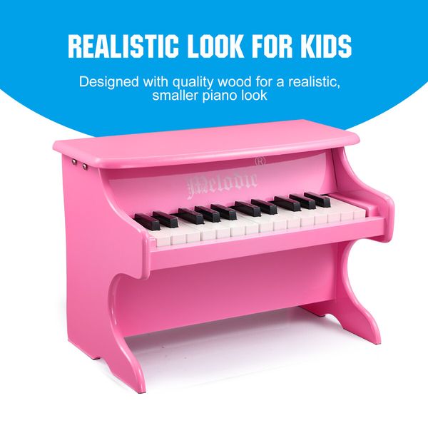 Melodic 25 Keys Mini Electric Keyboard Piano Toy for Children Hand-Eye Coordination Pink 