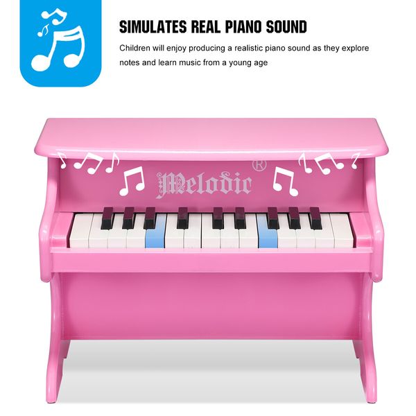 Melodic 25 Keys Mini Electric Keyboard Piano Toy for Children Hand-Eye Coordination Pink 