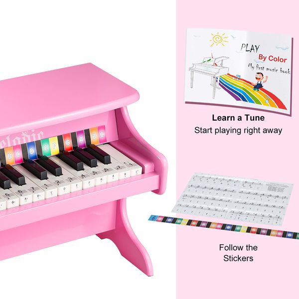 Melodic 25 Keys Mini Electric Keyboard Piano Toy for Children Hand-Eye Coordination Pink 