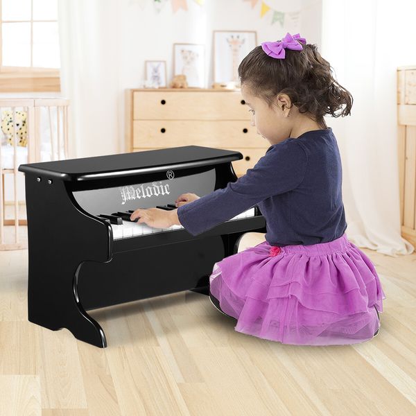 Melodic 25 Keys Kids Electronic Keyboard Piano Toy for Children Hand-Eye Coordination Black