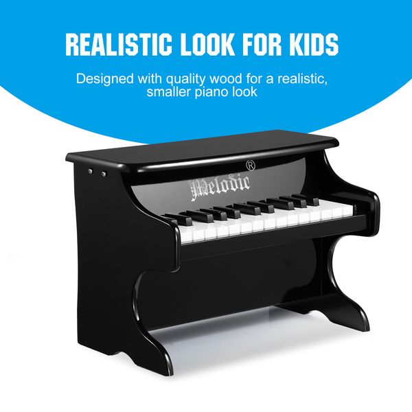 Melodic 25 Keys Kids Electronic Keyboard Piano Toy for Children Hand-Eye Coordination Black