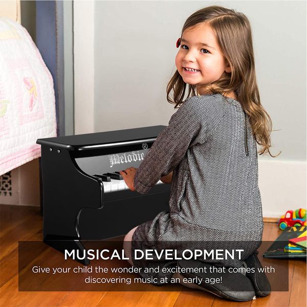 Melodic 25 Keys Kids Electronic Keyboard Piano Toy for Children Hand-Eye Coordination Black