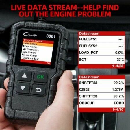 CReader 3001 obd2 code reader OBD Scanner engine Fault code reader, View Freeze Frame Data