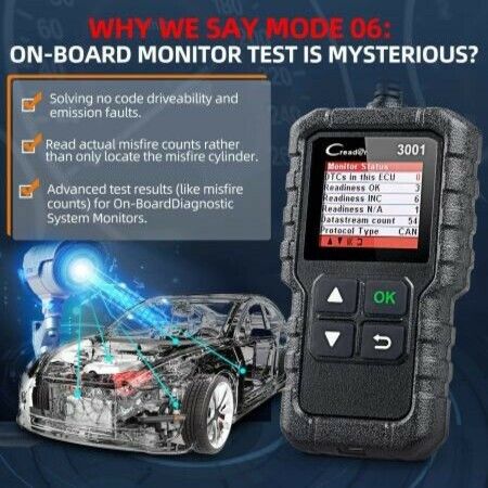 CReader 3001 obd2 code reader OBD Scanner engine Fault code reader, View Freeze Frame Data