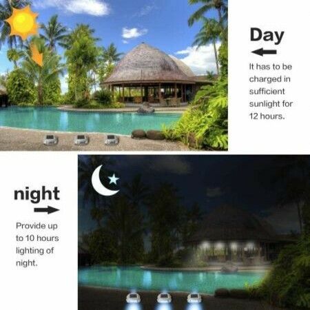 2pack Solar Deck Lights Solar Powered Dock Light Outdoor IP68 Waterproof Road Markers  Yellow