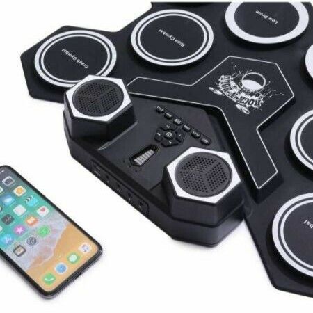 Desktop Roll up Digital Portable Electronic 9 Drum Pads with Sticks and Pedals