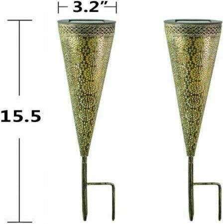 Metal Solar Pathway Lights Garden Outdoor,Waterproof Decorative Stakes for Walkway,,Yard,Lawn,Patio (2 PCS)