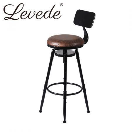 Levede Industrial Bar Stools Kitchen Stool PU Leather Barstools Swivel Chair