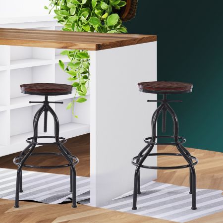 Levede 4x Industrial Bar Stools Kitchen Stool Wooden Barstools Swivel Chair