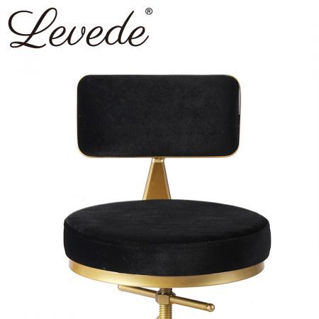 Levede Bar Stools Kitchen Stool Chair Swivel Barstools Velvet Padded Seat Black