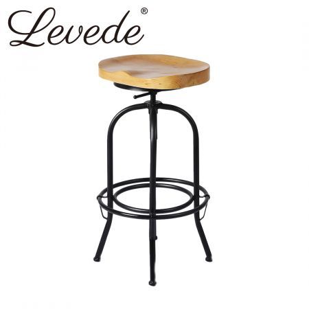 Levede Industrial Bar Stools Kitchen Stool Wooden Barstools Swivel Vintage Chair