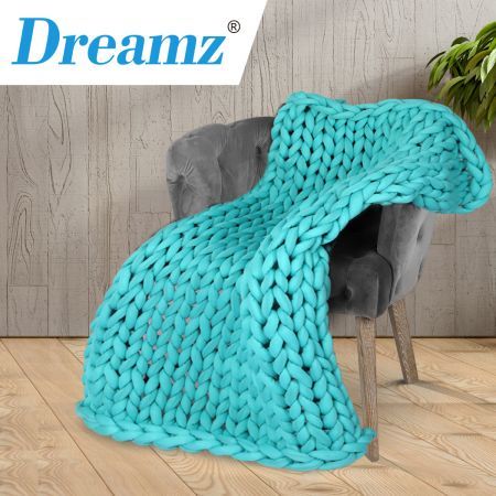 Knitted Weighted Blanket Chunky Blue Kids