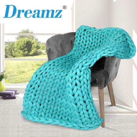 Knitted Weighted Blanket Chunky Blue Kids