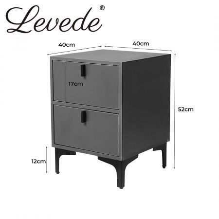 Levede Bedside Tables Side Table Bedroom Nightstand 2 Drawers Storage Cabinet