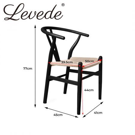 Levede 2x Dining Chairs Wooden Hans Wegner Chair Wishbone Chair Cafe Lounge Seat