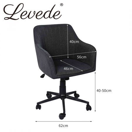 Levede Office Chair Fabric Computer Gaming Chairs Executive Adjustable Black