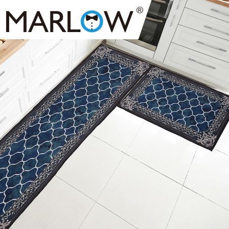 Marlow 2x Kitchen Mat Floor Rugs Area Carpet Non-Slip Door Mat 45x150cm /45x75cm