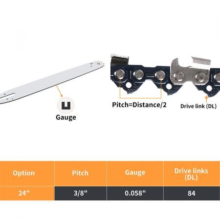 Traderight 24" Chainsaw Chain Blade Saw Replaceent Spare Chains Semi Chisel 2PCS