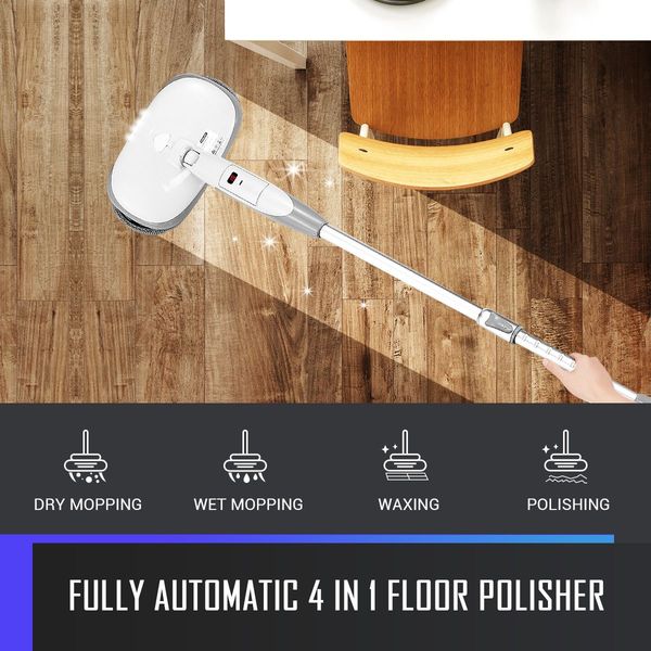 4 In 1 Cordless Electric Floor Mop Cleaner Polisher Sweeper Washer with Microfiber Pads for Wood Marble Tile