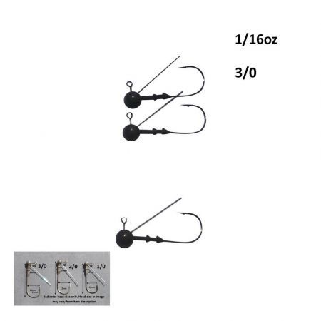 Vike 1/16 oz Weedless Round Tungsten Jig Head,Size 3/0 Hook, 4 pack