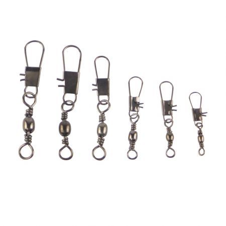 Swimerz Size 3 Barrel Swivel w Interlock Snap Black Nickel, 15 pack