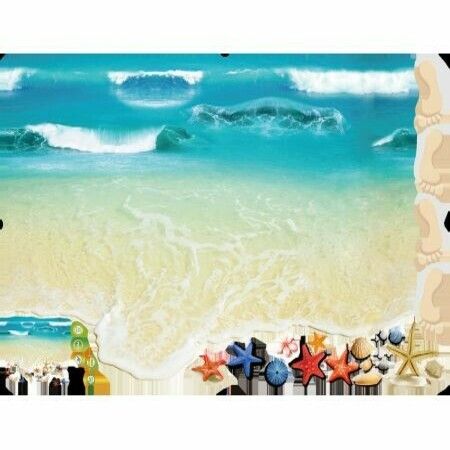 2PCS x 3D Beach footprint Sea Floor Sticker self-adhensive Waterproof 90X60CM