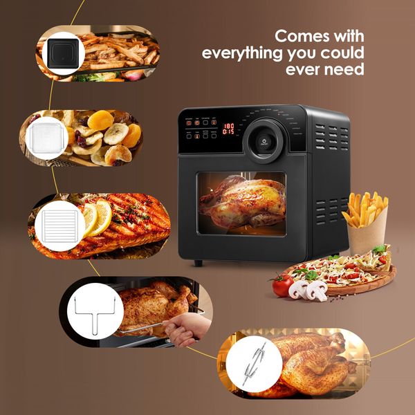 Multifunctional 14L Oil-Less Air Fryer Convection Toaster Oven 16 Cooking Presets