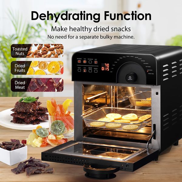 Multifunction 14L Air Fryer Convection Toaster Oven 16 Cooking Presets Stainless Steel Rotisserie