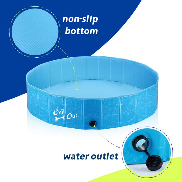 Pet Swimming Pool Dog Paddling Portable Bath Tub Foldable for Cat Pet Children L Size