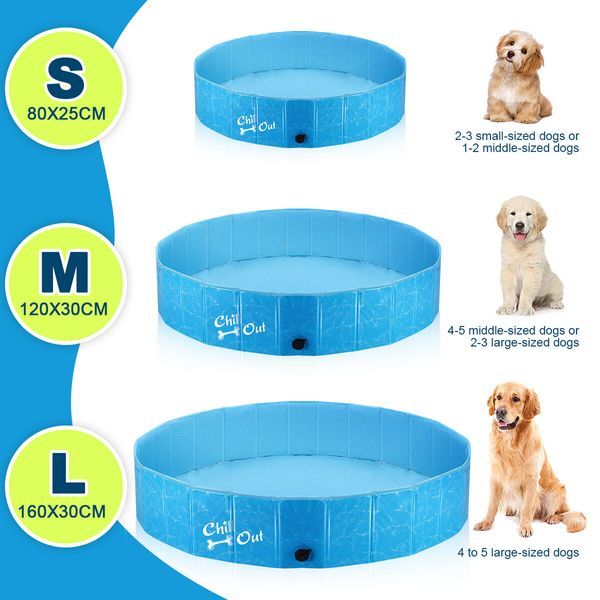 Pet Swimming Pool Dog Paddling Portable Bath Tub Foldable for Cat Pet Children M Size