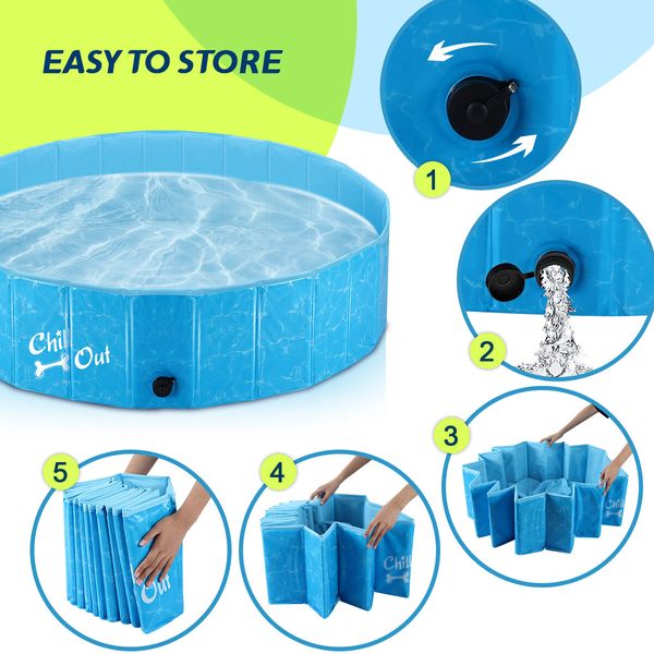 Pet Swimming Pool Dog Paddling Portable Bath Tub Foldable for Cat Pet Children M Size