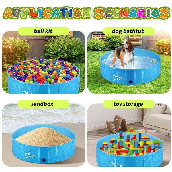 AFP Foldable Dog Puppy Swimming Paddling Pool Washing Bath Tub S Size for Cat Pet Children