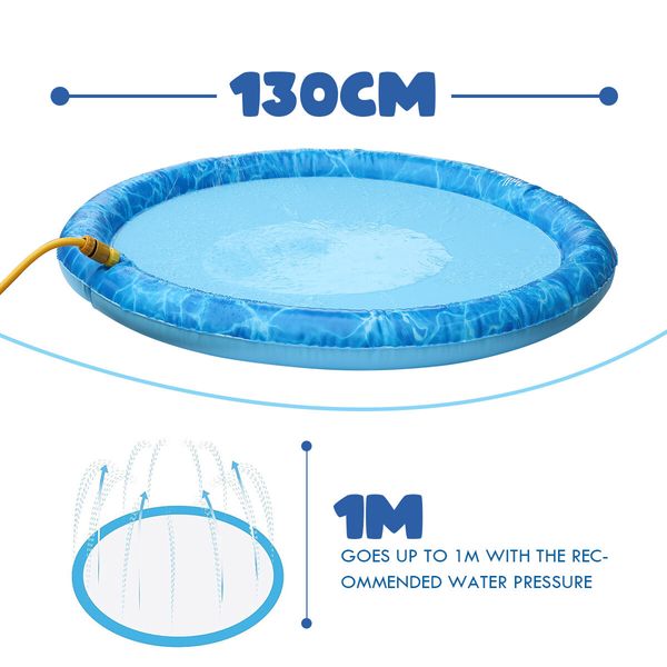 Pet Mat  Dog Sprinkler Splash Swimming Paddling Pool  Outdoor Water Play Spray Toy 130cm