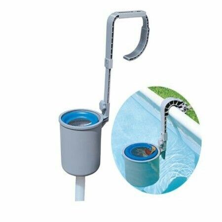 Flowclear Wall Mount Pool Surface Skimmer  Cleans Above Ground Pools  Attracts Floating Debris, Grey