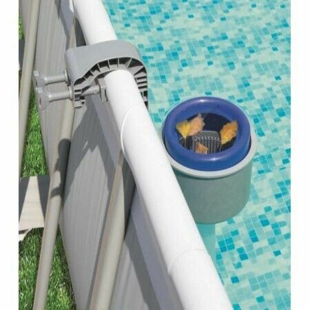 Flowclear Wall Mount Pool Surface Skimmer  Cleans Above Ground Pools  Attracts Floating Debris, Grey