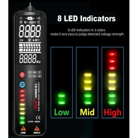 BSIDE EBTN LCD Multimeter 3-Line Display True RMS Auto-Ranging Pocket Digital Voltmeter Resistance Frequency Continuity Voltage V-Alert Tester with Analog Bar And 8 LED Indicators