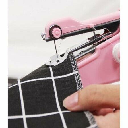 Handheld Sewing Machine, 22 Pcs Mini Portable Cordless Sewing, Household Quick Repairing Tool for Fabric Cloth Handicrafts Home Travel Use (Pink)