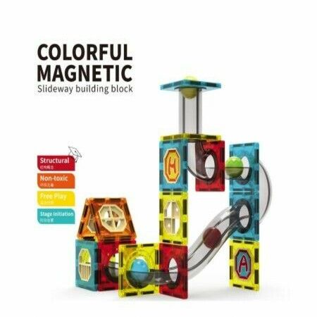 52pcs Magnet Toys Kids Magnetic Building Tiles 3D Magnetic Blocks Preschool Building Sets Educational Toys for Toddlers Boys and Girls.