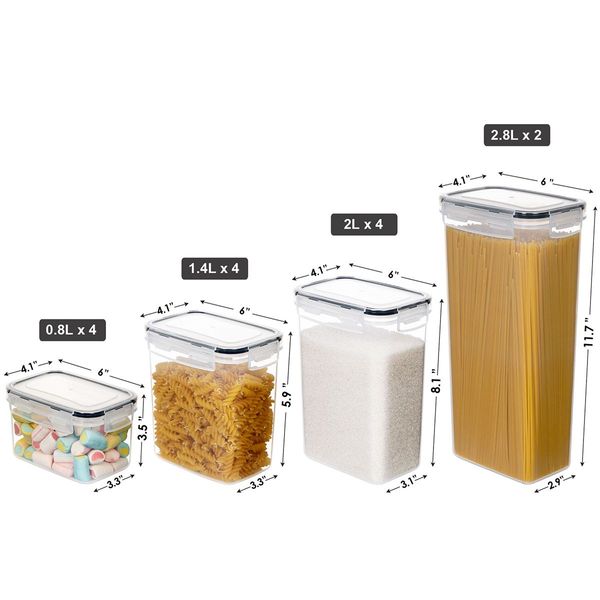 Set of 14 Flour and Sugar Canisters for Pantry Storage and Organization